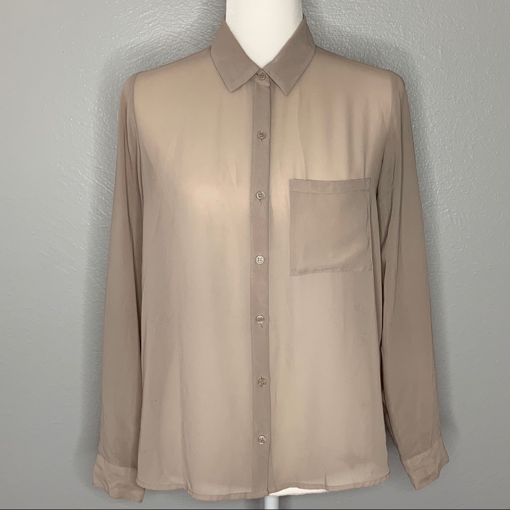 Long sleeve button up blouse (see through)